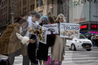 Demonstrators Protest Outside Of Fox Headquarters In Manhattan