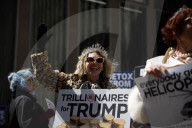 Demonstrators Protest Outside Of Fox Headquarters In Manhattan