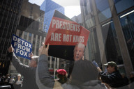 Demonstrators Protest Outside Of Fox Headquarters In Manhattan