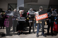 Protesters Demonstrate Outside Of Paul, Weiss Law Firm In NYC