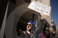 Protesters Demonstrate Outside Of Paul, Weiss Law Firm In NYC
