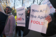 Pro-Palestine Activists From Youth Demand And Other Groups Rally In Front Of Senate House On Malet Street, London On 1 April 2025