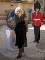 Queen Camilla with the Green Man Humpty Dumpty Egg in London, UK.