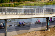 Low Water Level On The River Elbe In Magdeburg As A Result Of Climate Change