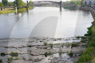 Low Water Level On The River Elbe In Magdeburg As A Result Of Climate Change