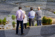 Low Water Level On The River Elbe In Magdeburg As A Result Of Climate Change