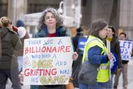 Demonstrators Protest Mass Firings Of Federal Employees By DOGE