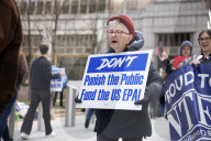 Demonstrators Protest Mass Firings Of Federal Employees By DOGE