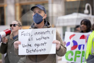 Demonstrators Protest Mass Firings Of Federal Employees By DOGE