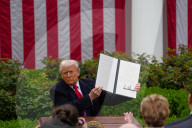 President Trump Holds ''Make America Wealthy Again Event'' In White House Rose Garden