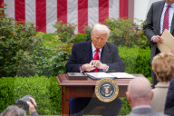 President Trump Holds ''Make America Wealthy Again Event'' In White House Rose Garden