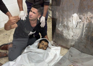 Bodies of Palestinians brought to Al-Aqsa Martyrs Hospital