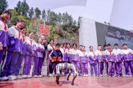 Robot Dog Performance at School in Bazhong