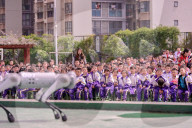 Robot Dog Performance at School in Bazhong