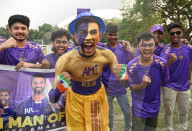 Jubillant Kolkata Knight Riders Supporters During IPL Match .