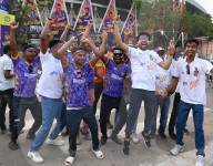 Jubillant Kolkata Knight Riders Supporters During IPL Match .