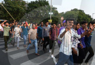 Jubillant Kolkata Knight Riders Supporters During IPL Match .