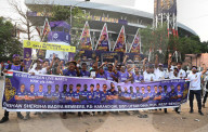 Jubillant Kolkata Knight Riders Supporters During IPL Match .