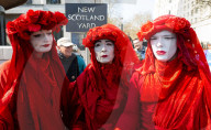 Youth Demand / Extinction Rebellion protest outside New Scotland Yard, Westminster, London, UK,