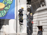 Greenpeace activists climb Foreign Office building over signing of ocean treaty
The group called for faster action from Foreign Secretary David Lammy in signing the Global Ocean Treaty. Foreign Office, London, UK.