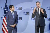 US Secretary of State and NATO Chief Deliver Joint Statement in Brussels, Belgium.