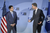 US Secretary of State and NATO Chief Deliver Joint Statement in Brussels, Belgium.