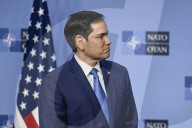 US Secretary of State and NATO Chief Deliver Joint Statement in Brussels, Belgium.
