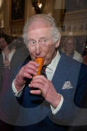 King Charles with the London Vegetable Orchestra in Windsor Castle, Windsor, UK.