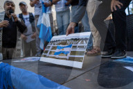 Malvinas War Veterans, Social Organizations, And Retirees Gather In Front Of The British Embassy In Buenos Aires