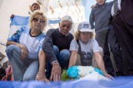 Malvinas War Veterans, Social Organizations, And Retirees Gather In Front Of The British Embassy In Buenos Aires