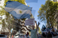 Malvinas War Veterans, Social Organizations, And Retirees Gather In Front Of The British Embassy In Buenos Aires