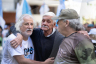 Malvinas War Veterans, Social Organizations, And Retirees Gather In Front Of The British Embassy In Buenos Aires