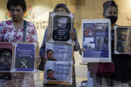Protesters Gather Against Myanmar's Junta Chief Min Aung Hlaing In Bangkok.