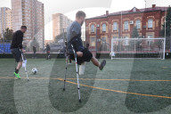 Ukraine vet amputees football team in Kharkiv