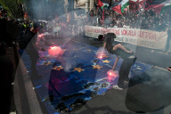 Hundreds Of Striking Students Gather In Front Of The Ministry Of Education In Rome, Italy