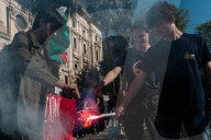 Hundreds Of Striking Students Gather In Front Of The Ministry Of Education In Rome, Italy