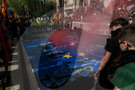 Hundreds Of Striking Students Gather In Front Of The Ministry Of Education In Rome, Italy