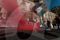 Hundreds Of Striking Students Gather In Front Of The Ministry Of Education In Rome, Italy