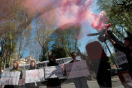 Hundreds Of Striking Students Gather In Front Of The Ministry Of Education In Rome, Italy