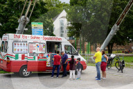 Ice Cream Van Serving Customers