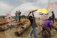 Residents Fire Traditional Cannons At Kuluwung Festival In Indonesia