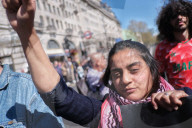 Protesters Belonging To The Pro-Palestine Group 'Youth Demand' Block Roads Near Baker Street And Tower Bridge, London On 5 April 2025