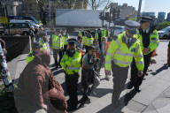 Protesters Belonging To The Pro-Palestine Group 'Youth Demand' Block Roads Near Baker Street And Tower Bridge, London On 5 April 2025