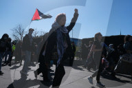 Protesters Belonging To The Pro-Palestine Group 'Youth Demand' Block Roads Near Baker Street And Tower Bridge, London On 5 April 2025