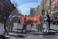 Protesters Belonging To The Pro-Palestine Group 'Youth Demand' Block Roads Near Baker Street And Tower Bridge, London On 5 April 2025