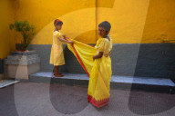 Kumari Puja Ritual As Part Of The Annual Hindu Festival Of Ram Navami In Kolkata, India