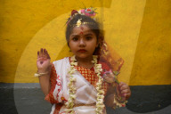 Kumari Puja Ritual As Part Of The Annual Hindu Festival Of Ram Navami In Kolkata, India