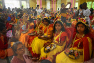 Kumari Puja Ritual As Part Of The Annual Hindu Festival Of Ram Navami In Kolkata, India