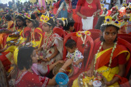 Kumari Puja Ritual As Part Of The Annual Hindu Festival Of Ram Navami In Kolkata, India