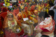 Kumari Puja Ritual As Part Of The Annual Hindu Festival Of Ram Navami In Kolkata, India